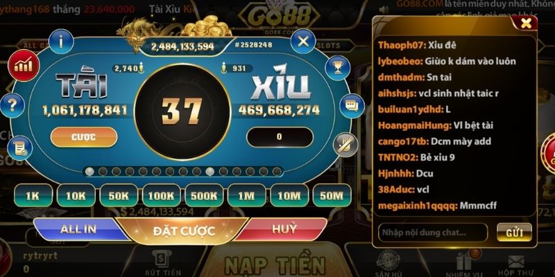 Quy trình đặt cược GO88 tài xỉu