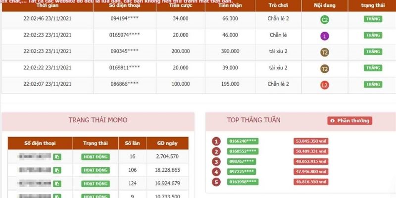 Thực hiện đặt cược tài xỉu MoMo